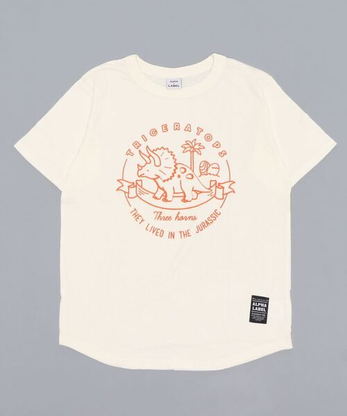ALPHA LABEL（アルファーレーベル）の「COOL FABRIC DINOSAURS T-SHIRT（Tシャツ/カットソー・キッズ・ミント/チャコールグレー/イエロー/サックスブルー/ネイビー/カーキ/ベージュ/オフホワイト・150/140/S/120/90/100/130/110）」の3枚目の写真