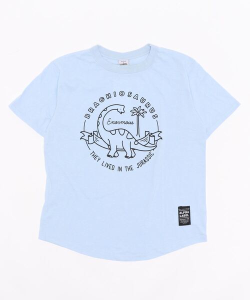 ALPHA LABEL（アルファーレーベル）の「COOL FABRIC DINOSAURS T-SHIRT（Tシャツ/カットソー・キッズ・ミント/チャコールグレー/イエロー/サックスブルー/ネイビー/カーキ/ベージュ/オフホワイト・150/140/S/120/90/100/130/110）」の7枚目の写真