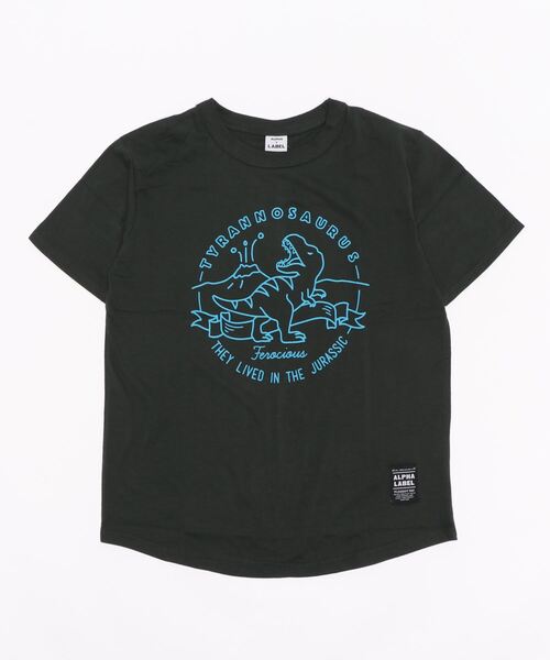 ALPHA LABEL（アルファーレーベル）の「COOL FABRIC DINOSAURS T-SHIRT（Tシャツ/カットソー・キッズ・ミント/チャコールグレー/イエロー/サックスブルー/ネイビー/カーキ/ベージュ/オフホワイト・150/140/S/120/90/100/130/110）」の4枚目の写真