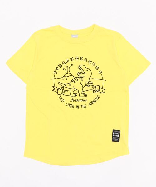 ALPHA LABEL（アルファーレーベル）の「COOL FABRIC DINOSAURS T-SHIRT（Tシャツ/カットソー・キッズ・ミント/チャコールグレー/イエロー/サックスブルー/ネイビー/カーキ/ベージュ/オフホワイト・150/140/S/120/90/100/130/110）」の8枚目の写真
