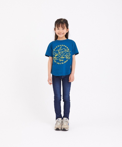 ALPHA LABEL（アルファーレーベル）の「COOL FABRIC DINOSAURS T-SHIRT（Tシャツ/カットソー・キッズ・ミント/チャコールグレー/イエロー/サックスブルー/ネイビー/カーキ/ベージュ/オフホワイト・150/140/S/120/90/100/130/110）」の2枚目の写真