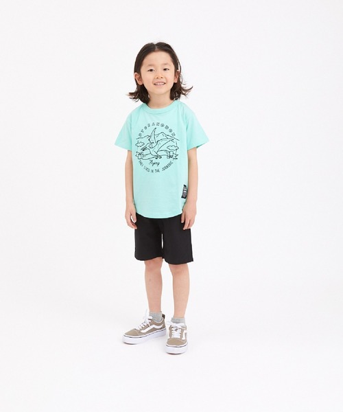 ALPHA LABEL（アルファーレーベル）の「COOL FABRIC DINOSAURS T-SHIRT（Tシャツ/カットソー・キッズ・ミント/チャコールグレー/イエロー/サックスブルー/ネイビー/カーキ/ベージュ/オフホワイト・150/140/S/120/90/100/130/110）」の6枚目の写真
