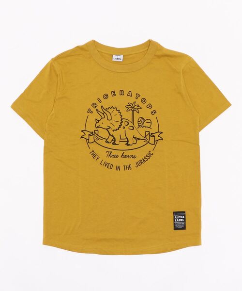 ALPHA LABEL（アルファーレーベル）の「COOL FABRIC DINOSAURS T-SHIRT（Tシャツ/カットソー・キッズ・ミント/チャコールグレー/イエロー/サックスブルー/ネイビー/カーキ/ベージュ/オフホワイト・150/140/S/120/90/100/130/110）」の13枚目の写真