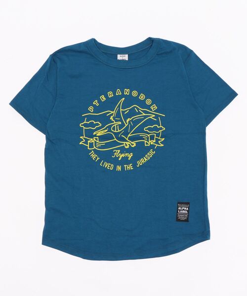 ALPHA LABEL（アルファーレーベル）の「COOL FABRIC DINOSAURS T-SHIRT（Tシャツ/カットソー・キッズ・ミント/チャコールグレー/イエロー/サックスブルー/ネイビー/カーキ/ベージュ/オフホワイト・150/140/S/120/90/100/130/110）」の10枚目の写真