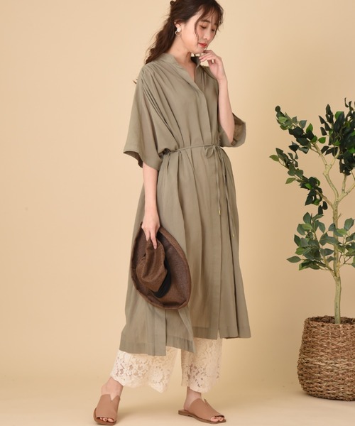 INTERPLANET(インタープラネット)の「バイオウォッシュガウンワンピース(ワンピース・レディース・チャコールグレー/オフホワイト/カーキ・FREE)」の9枚目の写真