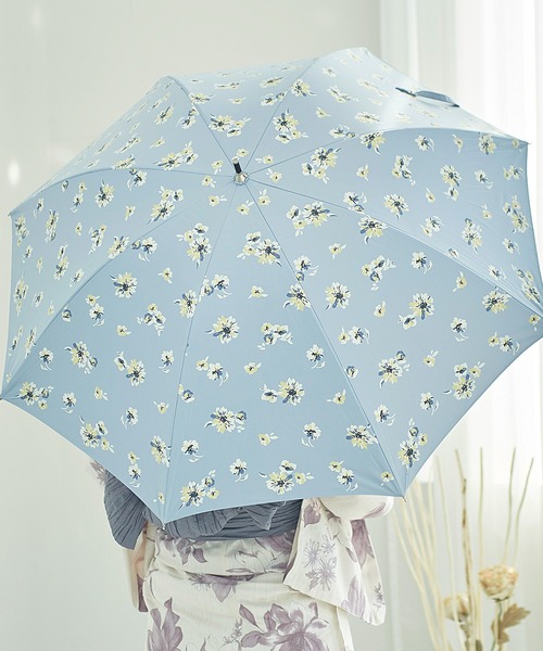Dita（ディータ）の「【晴雨兼用傘】PUフローラルプリント 日傘（長傘・レディース・サックスブルー/レモンイエロー/ホワイト・FREE）」の5枚目の写真