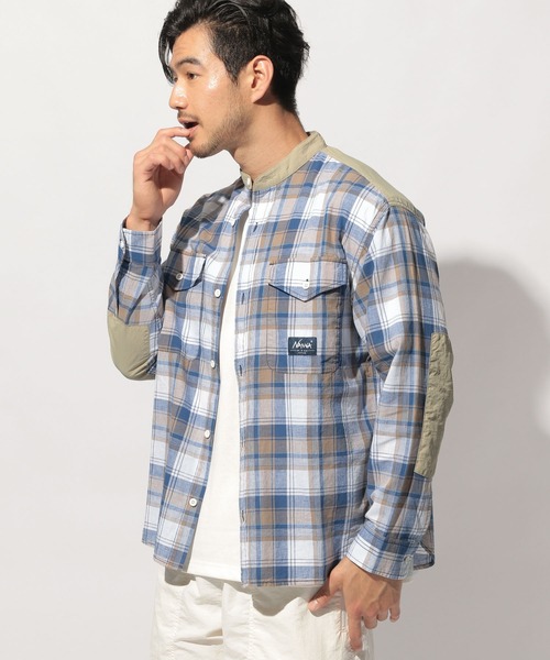 NANGA（ナンガ）の「【NANGA Mt. & Sea】チェックシャツ（シャツ/ブラウス・メンズ・ベージュ/オレンジ/ブルー・MEDIUM/LARGE）」の2枚目の写真
