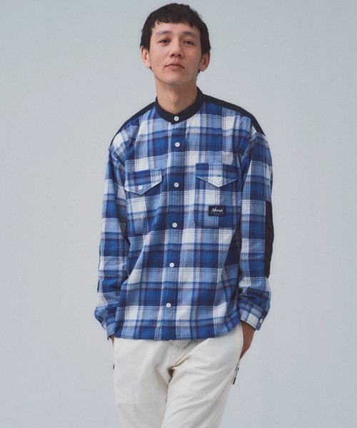 NANGA（ナンガ）の「【NANGA Mt. & Sea】チェックシャツ（シャツ/ブラウス・メンズ・ベージュ/オレンジ/ブルー・MEDIUM/LARGE）」の3枚目の写真
