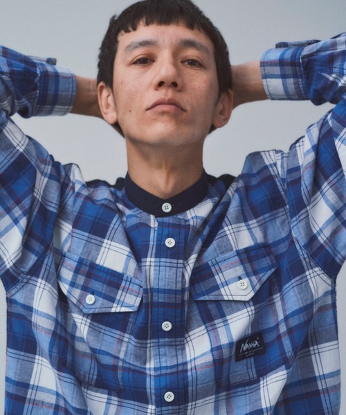NANGA（ナンガ）の「【NANGA Mt. & Sea】チェックシャツ（シャツ/ブラウス・メンズ・ベージュ/オレンジ/ブルー・MEDIUM/LARGE）」の6枚目の写真