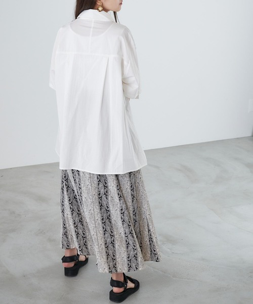 Chaco closet(チャコ クローゼット)の「袖ロールアップ半袖ビックシャツ(シャツ/ブラウス・レディース・ライトグリーン/ピンク/ネイビー/ホワイト/サックスブルー/ライトパープル・FREE)」の19枚目の写真