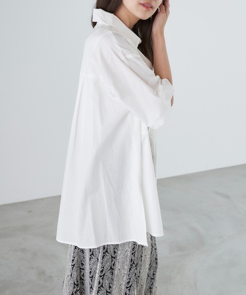 Chaco closet(チャコ クローゼット)の「袖ロールアップ半袖ビックシャツ(シャツ/ブラウス・レディース・ライトグリーン/ピンク/ネイビー/ホワイト/サックスブルー/ライトパープル・FREE)」の16枚目の写真