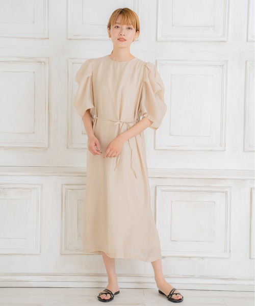 リボンウエストマーク半袖ワンピース ワンピース Esime エシミー のファッション ワンピース セール