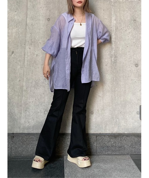 SLY（スライ）の「CALL BLACK HW PINTUCK FLARE PT ハイウエスト
