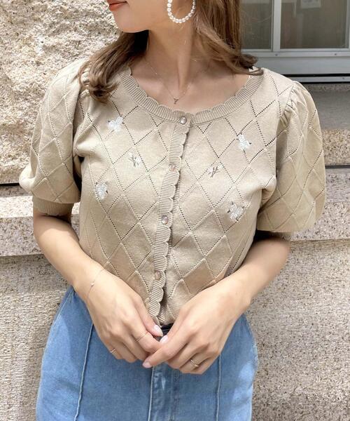 Allamanda(アラマンダ)の「花刺繍透かし柄/カーディガン(カーディガン/ボレロ・レディース・ブラック/サックスブルー/アイボリー/ミント・M)」の11枚目の写真