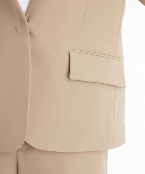 VIS（ビス）の「【選べる着丈】【洗える】【セットアップ対応】シワになりにくい美人丈、ノーカラージャケット（ノーカラージャケット・レディース・ブラック/ベージュ/ダークラベンダー・TM/TS/S/M）」の21枚目の写真
