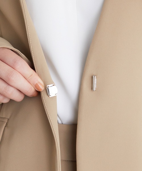 VIS（ビス）の「【選べる着丈】【洗える】【セットアップ対応】シワになりにくい美人丈、ノーカラージャケット（ノーカラージャケット・レディース・ブラック/ベージュ/ダークラベンダー・TM/TS/S/M）」の12枚目の写真