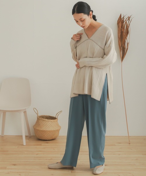 SENSE OF PLACE by URBAN RESEARCH(センスオブプレイスバイアーバンリサーチ)の「リブラインチュニックセーター(ニット/セーター・レディース・ブラック/ライトブルー/アイボリー・ONE)」の19枚目の写真