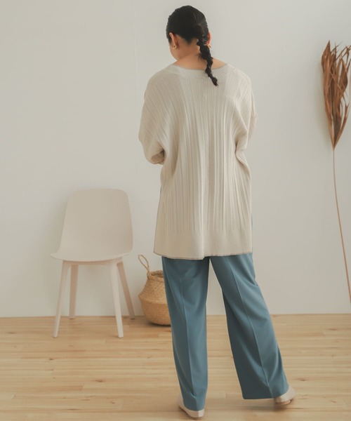 SENSE OF PLACE by URBAN RESEARCH(センスオブプレイスバイアーバンリサーチ)の「リブラインチュニックセーター(ニット/セーター・レディース・ブラック/ライトブルー/アイボリー・ONE)」の5枚目の写真