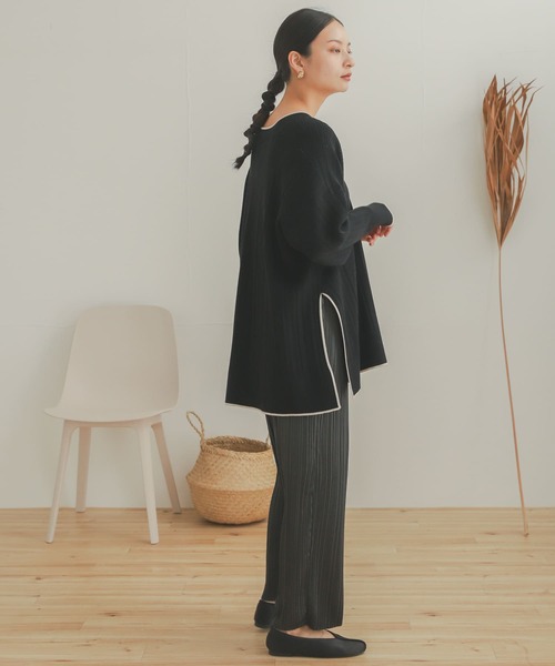 SENSE OF PLACE by URBAN RESEARCH(センスオブプレイスバイアーバンリサーチ)の「リブラインチュニックセーター(ニット/セーター・レディース・ブラック/ライトブルー/アイボリー・ONE)」の16枚目の写真