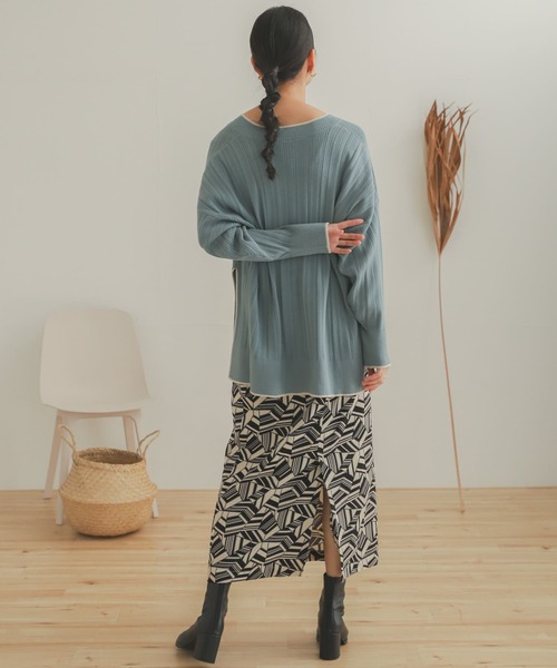 SENSE OF PLACE by URBAN RESEARCH(センスオブプレイスバイアーバンリサーチ)の「リブラインチュニックセーター(ニット/セーター・レディース・ブラック/ライトブルー/アイボリー・ONE)」の22枚目の写真