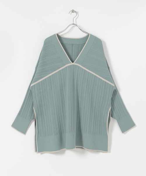 SENSE OF PLACE by URBAN RESEARCH(センスオブプレイスバイアーバンリサーチ)の「リブラインチュニックセーター(ニット/セーター・レディース・ブラック/ライトブルー/アイボリー・ONE)」の8枚目の写真
