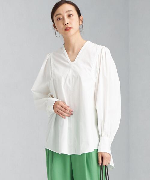 green label relaxing（グリーンレーベルリラクシング）の「＜Tavii＞ スクエア ネック ボリューム スリーブ ブラウス（シャツ/ブラウス・レディース・ブラック/オフホワイト・FREE）」の2枚目の写真