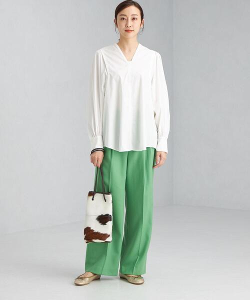 green label relaxing（グリーンレーベルリラクシング）の「＜Tavii＞ スクエア ネック ボリューム スリーブ ブラウス（シャツ/ブラウス・レディース・ブラック/オフホワイト・FREE）」の9枚目の写真