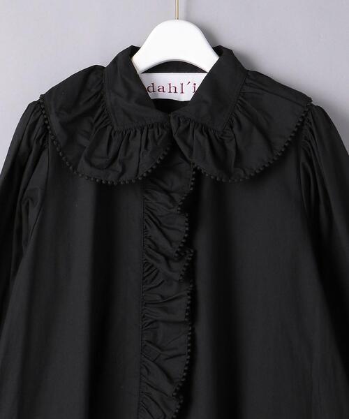 dahl'ia（ダリア）の「別注＜dahl’ia（ダリア）＞フリル シャツワンピース（シャツワンピース・レディース・ホワイト/ブラック・FREE）」の7枚目の写真