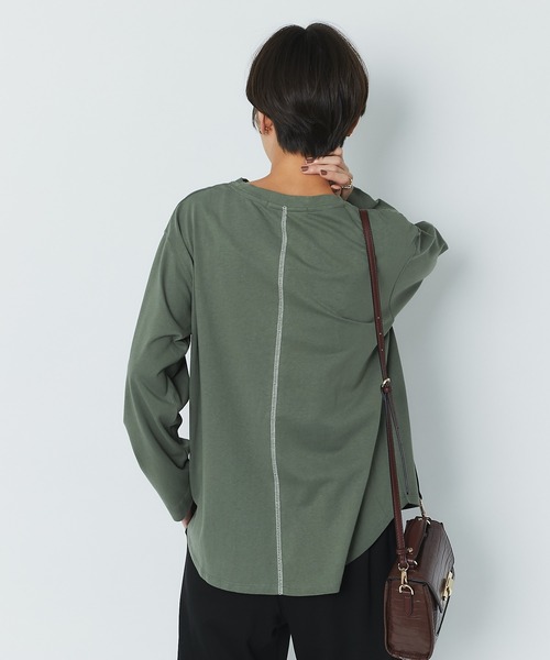 un dix cors（アンディコール）の「ヴィンテージライクな大人トレーナー　ロゴプルオーバーカットソー（Tシャツ/カットソー・レディース・チャコールグレー/カーキ/アイボリー・FREE）」の6枚目の写真