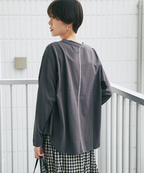 un dix cors（アンディコール）の「ヴィンテージライクな大人トレーナー　ロゴプルオーバーカットソー（Tシャツ/カットソー・レディース・チャコールグレー/カーキ/アイボリー・FREE）」の18枚目の写真