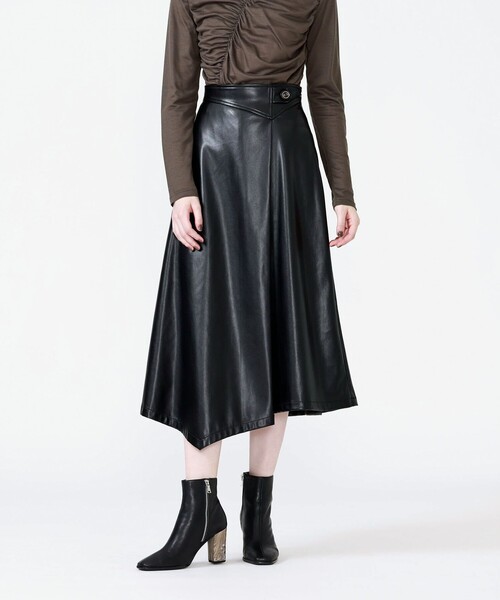 LOVELESS（ラブレス）の「アシンメトリーレザースカート（スカート・レディース・ブラック・36/38/34）」の3枚目の写真