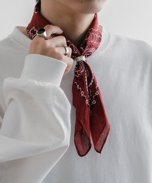 epnok（エプノック）の「リング付きスカーフ（バンダナ/スカーフ・メンズ・ブラック/オレンジ/ブルー/グリーン/ワインレッド/ブルー系その他・FREE）」の5枚目の写真