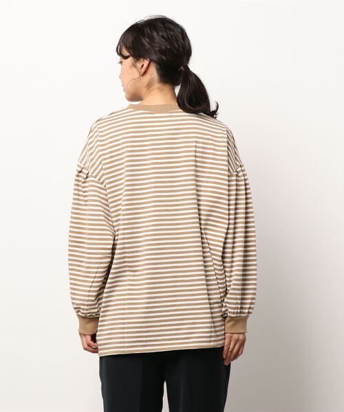 ehka sopo（エヘカソポ）の「ボーダーロングTシャツ（Tシャツ/カットソー・レディース・ベージュ/ブラウン/グリーン・ﾌﾘ-）」の5枚目の写真