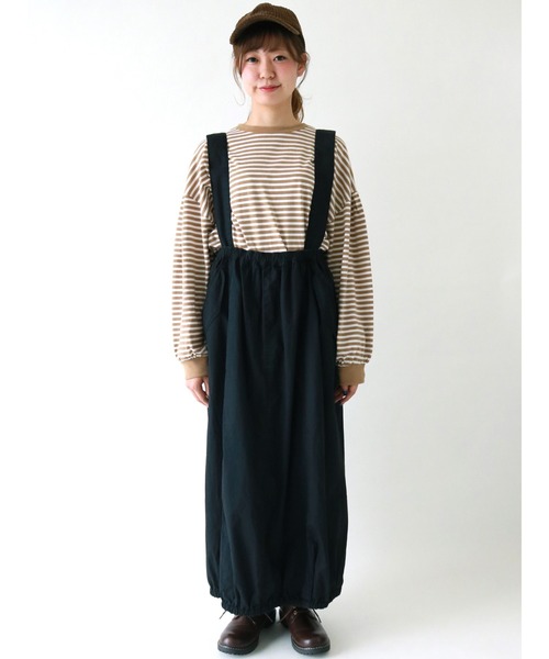 ehka sopo（エヘカソポ）の「ボーダーロングTシャツ（Tシャツ/カットソー・レディース・ベージュ/ブラウン/グリーン・ﾌﾘ-）」の16枚目の写真