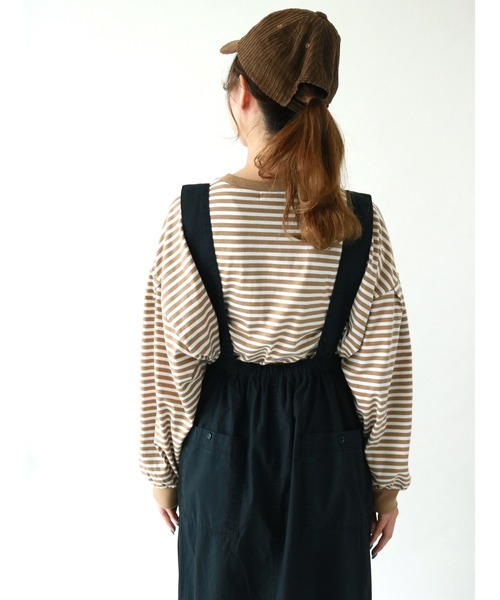 ehka sopo（エヘカソポ）の「ボーダーロングTシャツ（Tシャツ/カットソー・レディース・ベージュ/ブラウン/グリーン・ﾌﾘ-）」の13枚目の写真