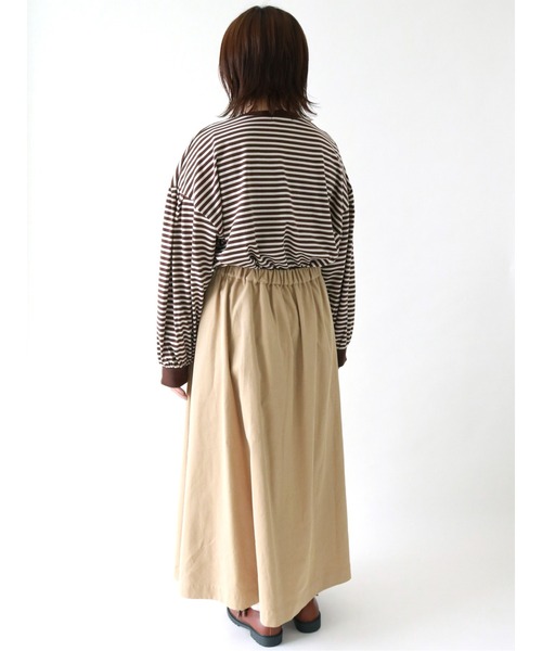 ehka sopo（エヘカソポ）の「ボーダーロングTシャツ（Tシャツ/カットソー・レディース・ベージュ/ブラウン/グリーン・ﾌﾘ-）」の11枚目の写真