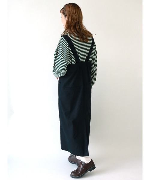 ehka sopo（エヘカソポ）の「ボーダーロングTシャツ（Tシャツ/カットソー・レディース・ベージュ/ブラウン/グリーン・ﾌﾘ-）」の8枚目の写真