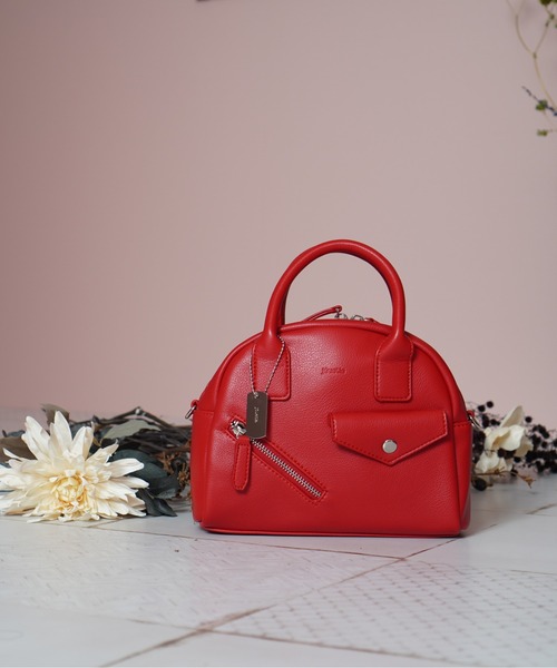 jouetie（ジュエティ）の「【jouetie / ジュエティ】 グレインPU ライダース ミニボストンバッグ（ボストンバッグ・レディース・アイボリー/ベージュ/ダークグリーン/ブラック/ワイン/キャメル/ネイビー/レッド/ダークブラウン/シルバー・FREE）」の8枚目の写真