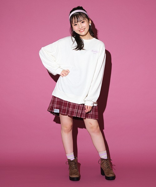 LOVETOXIC（ラブトキシック）の「チェックプリーツスカパン（スカート・キッズ・エンジ/ベージュ/ブラック/ブラウン/サックスブルー/ラベンダー・M/SS/L/S）」の6枚目の写真