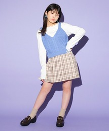 チェックプリーツスカパン