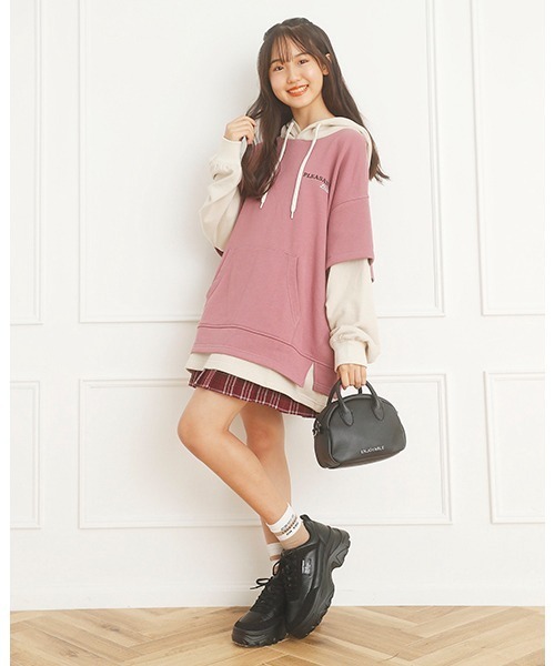 LOVETOXIC（ラブトキシック）の「チェックプリーツスカパン（スカート・キッズ・エンジ/ベージュ/ブラック/ブラウン/サックスブルー/ラベンダー・M/SS/L/S）」の19枚目の写真