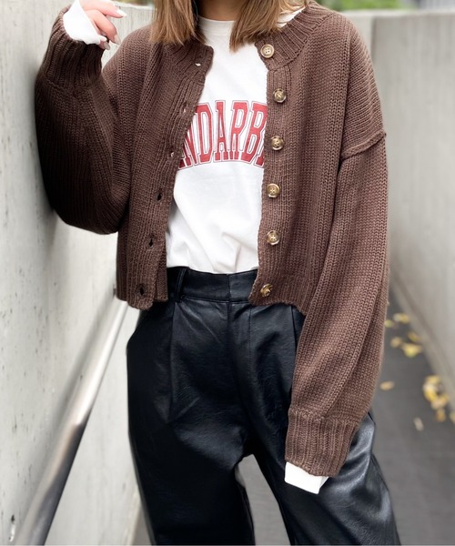 Per sist ence（パーシエンス）の「Per sist ence/パーシエンス　2WAY ショートカーディガン（カーディガン/ボレロ・レディース・ブラウン/ブラック/アイボリー/ベージュ/オフホワイト/ブルー/グリーン/ピンク/パープル/ブラック×ブラック・FREE）」の5枚目の写真