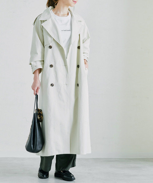Fizz（フィズ）の「【Fizz/フィズ】　ツイルオーバーサイズロングトレンチコート（トレンチコート・レディース・ベージュ/オフホワイト/カーキ/イエロー・FREE）」の2枚目の写真