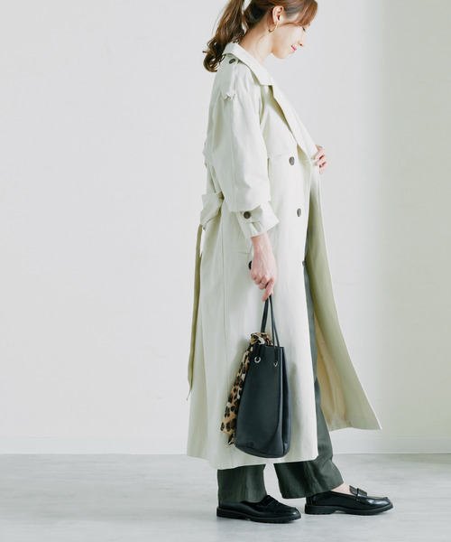 Fizz（フィズ）の「【Fizz/フィズ】　ツイルオーバーサイズロングトレンチコート（トレンチコート・レディース・ベージュ/オフホワイト/カーキ/イエロー・FREE）」の9枚目の写真
