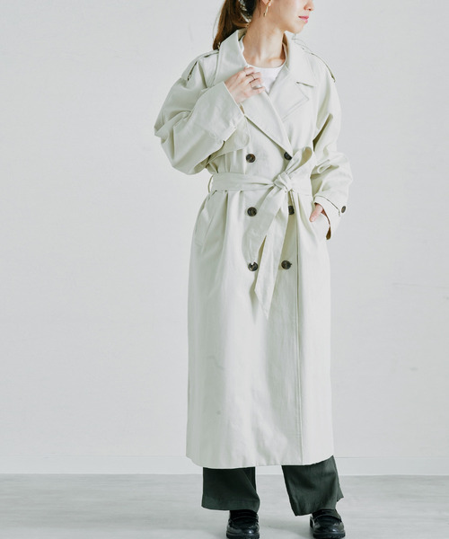 Fizz（フィズ）の「【Fizz/フィズ】　ツイルオーバーサイズロングトレンチコート（トレンチコート・レディース・ベージュ/オフホワイト/カーキ/イエロー・FREE）」の13枚目の写真