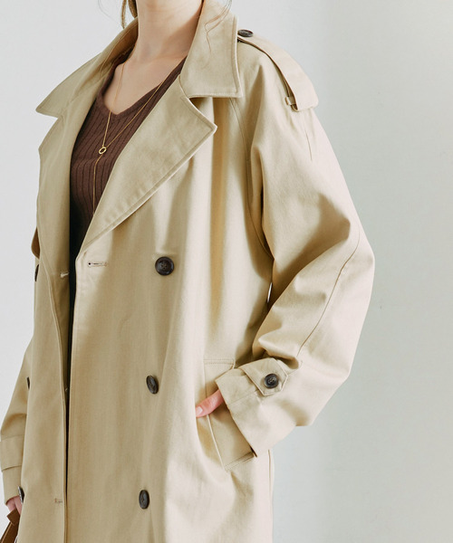Fizz（フィズ）の「【Fizz/フィズ】　ツイルオーバーサイズロングトレンチコート（トレンチコート・レディース・ベージュ/オフホワイト/カーキ/イエロー・FREE）」の11枚目の写真