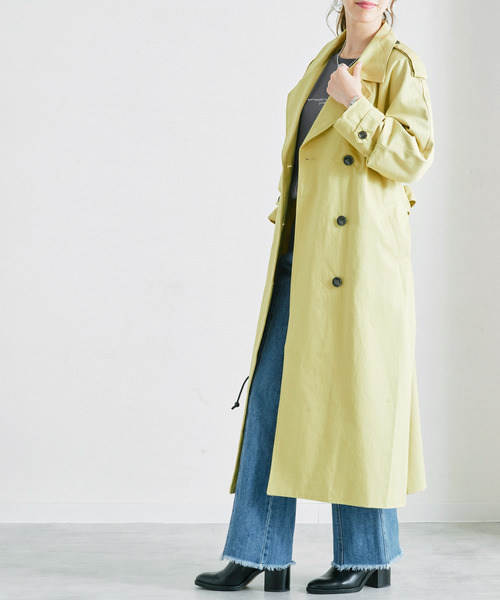 Fizz（フィズ）の「【Fizz/フィズ】　ツイルオーバーサイズロングトレンチコート（トレンチコート・レディース・ベージュ/オフホワイト/カーキ/イエロー・FREE）」の10枚目の写真