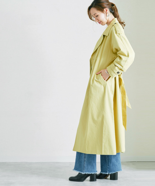 Fizz（フィズ）の「【Fizz/フィズ】　ツイルオーバーサイズロングトレンチコート（トレンチコート・レディース・ベージュ/オフホワイト/カーキ/イエロー・FREE）」の18枚目の写真