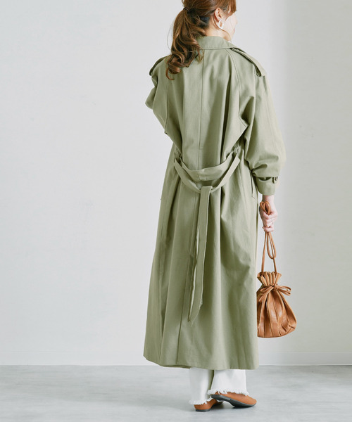 Fizz（フィズ）の「【Fizz/フィズ】　ツイルオーバーサイズロングトレンチコート（トレンチコート・レディース・ベージュ/オフホワイト/カーキ/イエロー・FREE）」の12枚目の写真