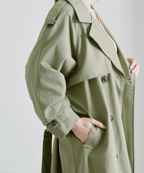 Fizz（フィズ）の「【Fizz/フィズ】　ツイルオーバーサイズロングトレンチコート（トレンチコート・レディース・ベージュ/オフホワイト/カーキ/イエロー・FREE）」の8枚目の写真